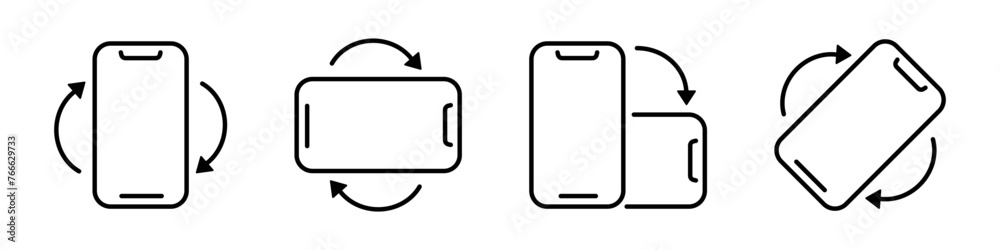 Rotate mobile phone icon set. Device rotation. Vector illustration. Rotate mobile phone icon set. Device rotation. Vector illustration.