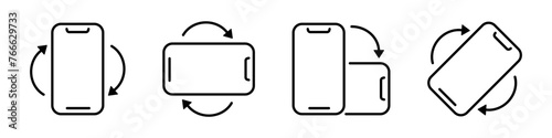 Rotate mobile phone icon set. Device rotation. Vector illustration.