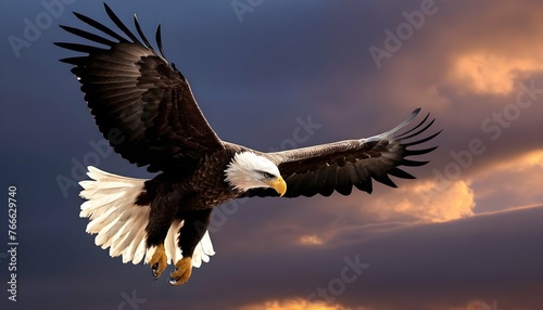 Majestic Soaring Eagle Against A Dramatic Sky Wi