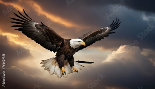 Majestic Soaring Eagle Against A Dramatic Sky Wi Upscaled 2