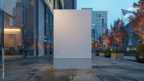 cube design street public space white signboard or park advertisement clean wall billboard at business office building entrance park for corporate branding or commercial posters outdoor mockup