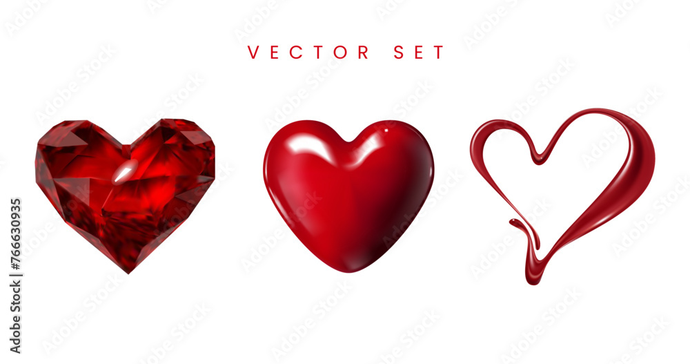 3d red heart shape collection. Suitable for Valentine's Day and Mother's Day decoration.