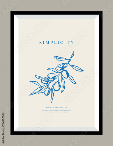 Fruits illustration in a poster frame. Doodle style. Hand drawn minimal design for wallpaper, wall decor, print, postcard, cover, template, banner.