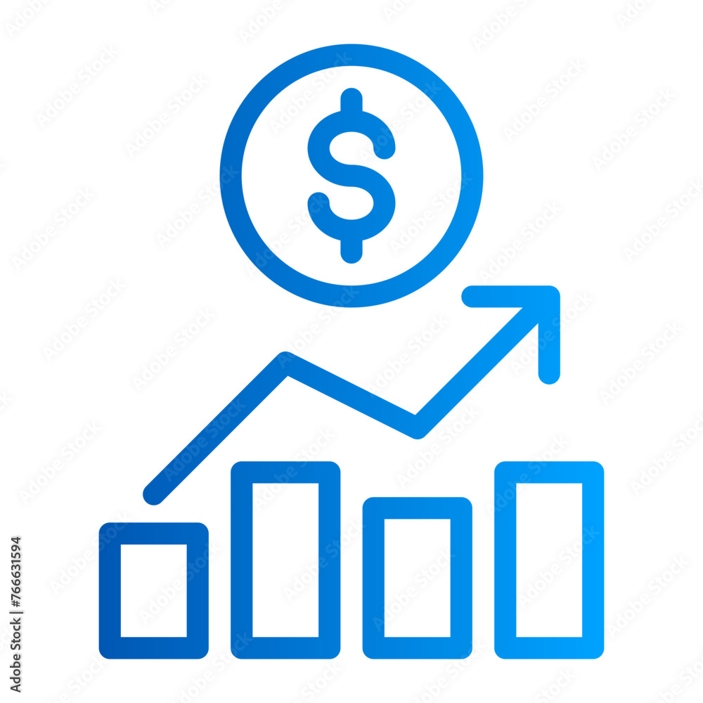 This is the Growth icon from the Finance icon collection with an outline gradient style This is the Growth icon from the Finance icon collection with an outline gradient style