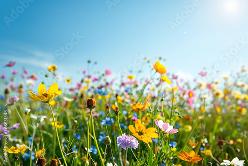 Beautiful photo of field with various flowers