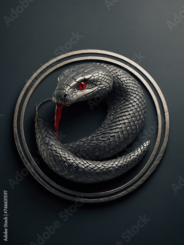 Cobra Emblem logo in circle, Gray background 