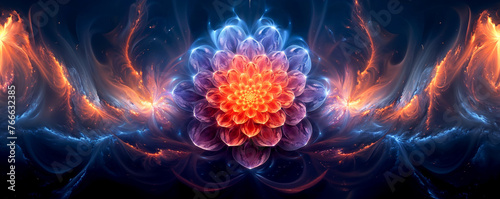 fleur psychédélique centrée sur une bannière web photo