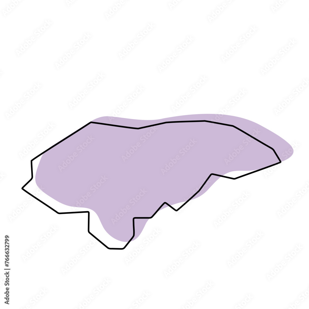 Honduras country simplified map. Violet silhouette with thin black smooth contour outline isolated on white background. Simple vector icon Honduras country simplified map. Violet silhouette with thin black smooth contour outline isolated on white background. Simple vector icon