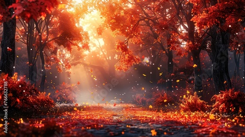 Autumn forest and fall landscape