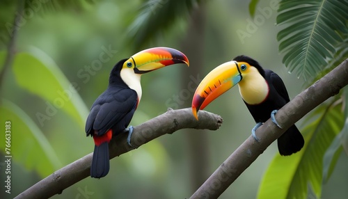 Colorful Toucan Perched On A Tropical Tree Branch