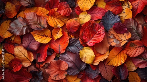 Autumn leaves red orange color spring background