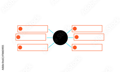 Input Output Diagram, with circle slide template. clipart image on a white background.