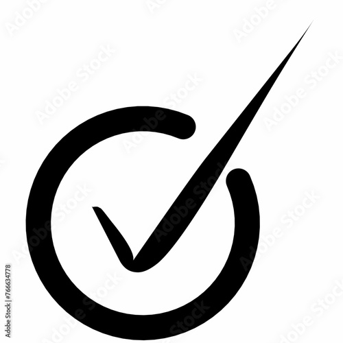 symbol Tick, mark, circle, line Icon, isolated white background photo