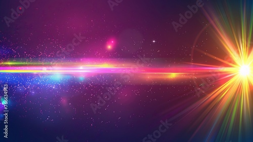  In this vector illustration, an ethereal rainbow transparent light flare effect is depicted, creating a mesmerizing and enchanting visual display.