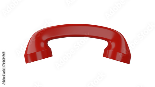 Red vintage telephone tube isolated on transparent and white background. Phone concept. 3D render