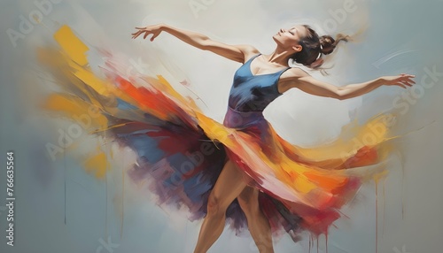 A Figurative Painting Of A Dancer In Motion Captu photo