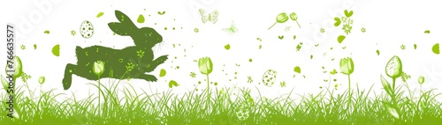 Springtime Bliss: Easter Bunny Silhouette with Nature Motifs