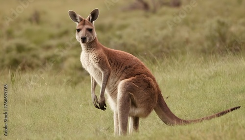 A Kangaroo With Its Joey Peeking Out To Explore
