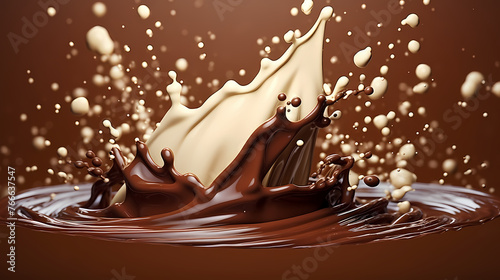 Chocolate and milk texture delicious background splash