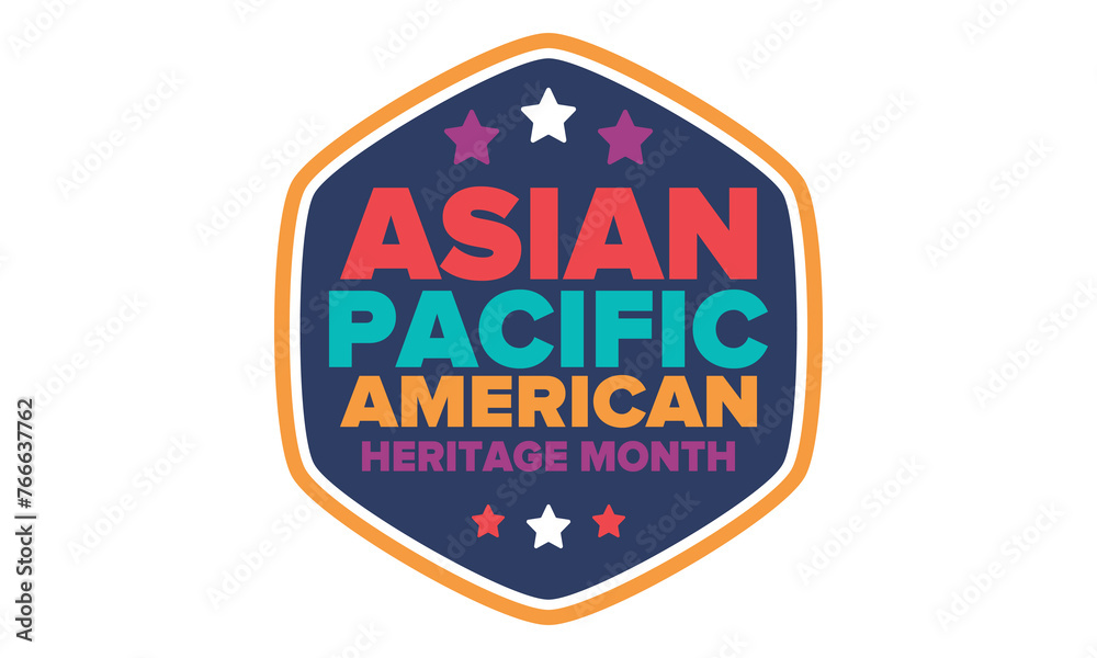 Asian Pacific American Heritage Month. Celebrated in May. It celebrates the culture, traditions and history of Asian Americans and Pacific Islanders in the United States. Poster, card, banner. Vector