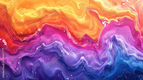 Fluid art with vibrant neon colors background