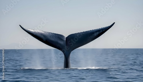 A Blue Whale With Its Tail Fin Out Of The Water P