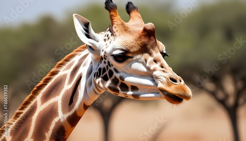 A Giraffe With Its Tongue Outstretched Licking