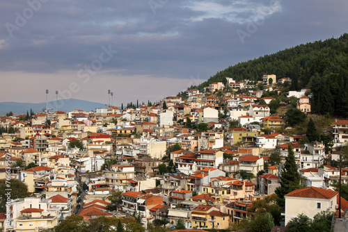 Panoramic view of Livadeia town, capital of Boeotia region, in Central Greece, very close to Athens, Greece.