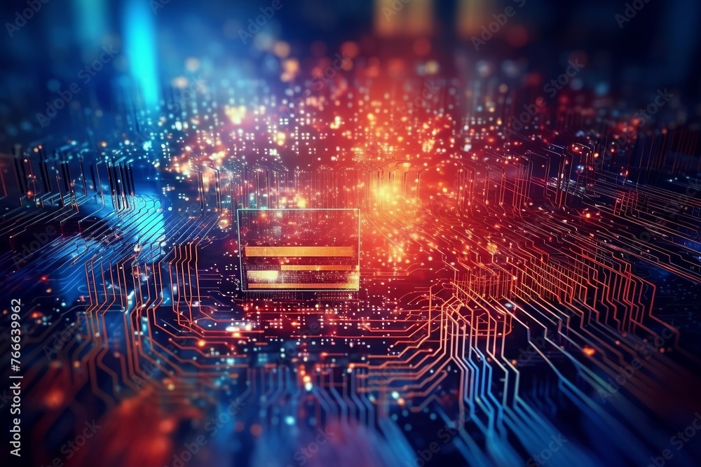 Fototapeta premium Abstract Background Illustrating Digital Transformation, System Engineering, and Programming Concepts