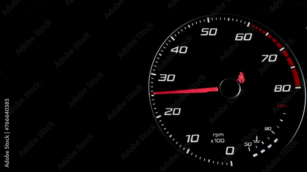 Video of car tachometer needle indicating RPMs Video of car tachometer needle indicating RPMs