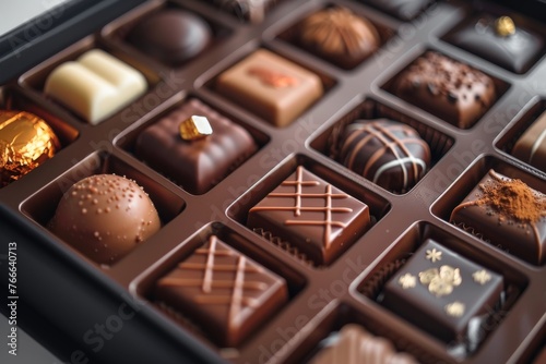 Assorted gourmet chocolates in an elegant box, perfect for a luxurious gift or treat