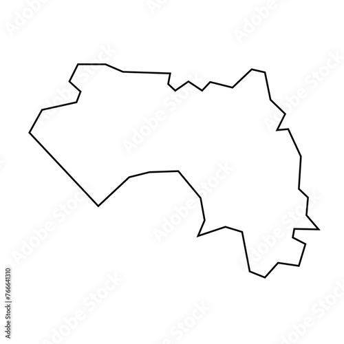 Guinea country thin black outline silhouette. Simplified map. Vector icon isolated on white background.