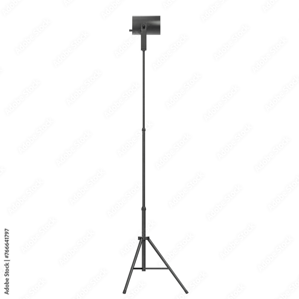 3D rendering illustration of a spot light on tripod 3D rendering illustration of a spot light on tripod