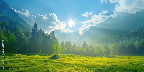 Sunny days are characterized by light, mountains, landscapes, natural products, parks, and sunny weather © Classy designs