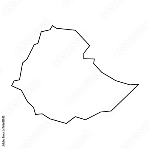 Ethiopia country thin black outline silhouette. Simplified map. Vector icon isolated on white background.