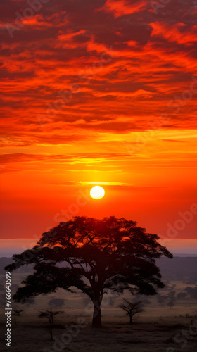 Exquisite Sunrise Painting the Horizon with Radiant Hues - Dawn Breaking in Scenic Solitude