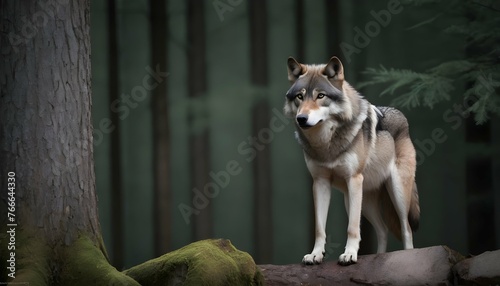 A Wolf With A Wise Gaze As If Pondering The Myste photo