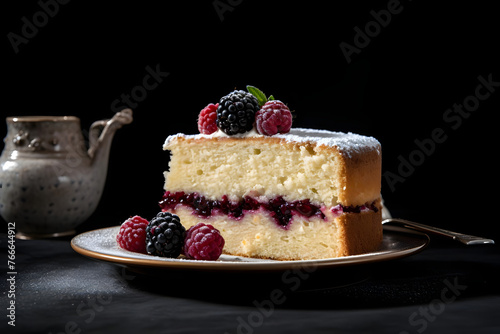 Classic Pound Simplicity, Timeless cake elegance in every moist slice. Generated AI photo