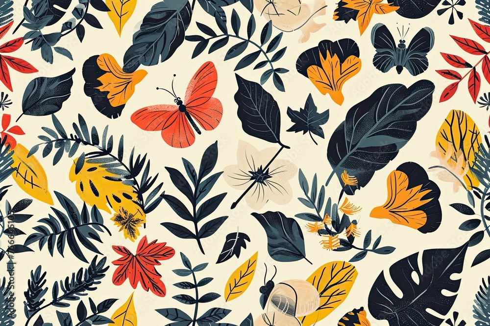 Nature's seamless pattern Exploring the Intricate Patterns and Motifs Inspired by the Beauty of Flora and Fauna