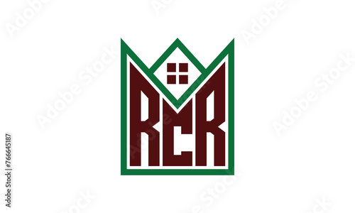 RCR initial letter builders real estate logo design vector. construction, housing, home marker, property, building, apartment, flat, compartment, business, corporate, house rent, rental, commercial photo