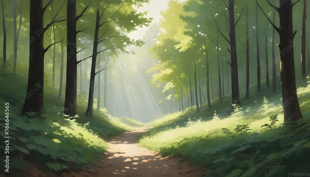 A Landscape Painting Of A Serene Forest Scene Cap