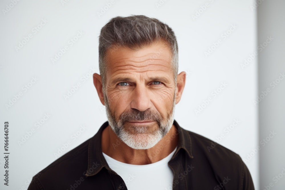 Portrait of a handsome mature man with gray hair and beard. Portrait of a handsome mature man with gray hair and beard.