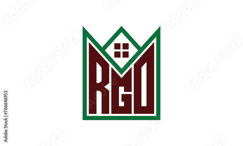 RGO initial letter builders real estate logo design vector. construction, housing, home marker, property, building, apartment, flat, compartment, business, corporate, house rent, rental, commercial photo