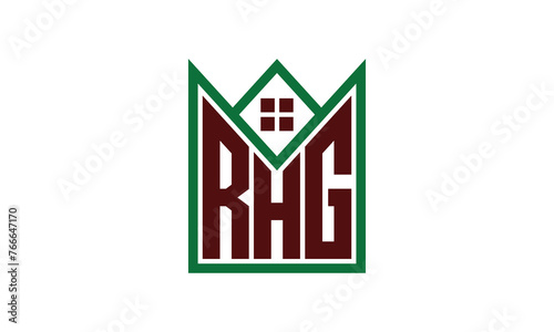 RHG initial letter builders real estate logo design vector. construction, housing, home marker, property, building, apartment, flat, compartment, business, corporate, house rent, rental, commercial photo