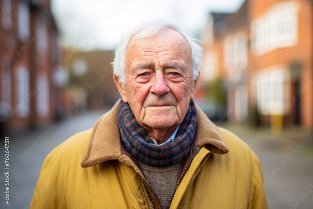 Portrait of a senior man with grey hair in the city. Portrait of a senior man with grey hair in the city.
