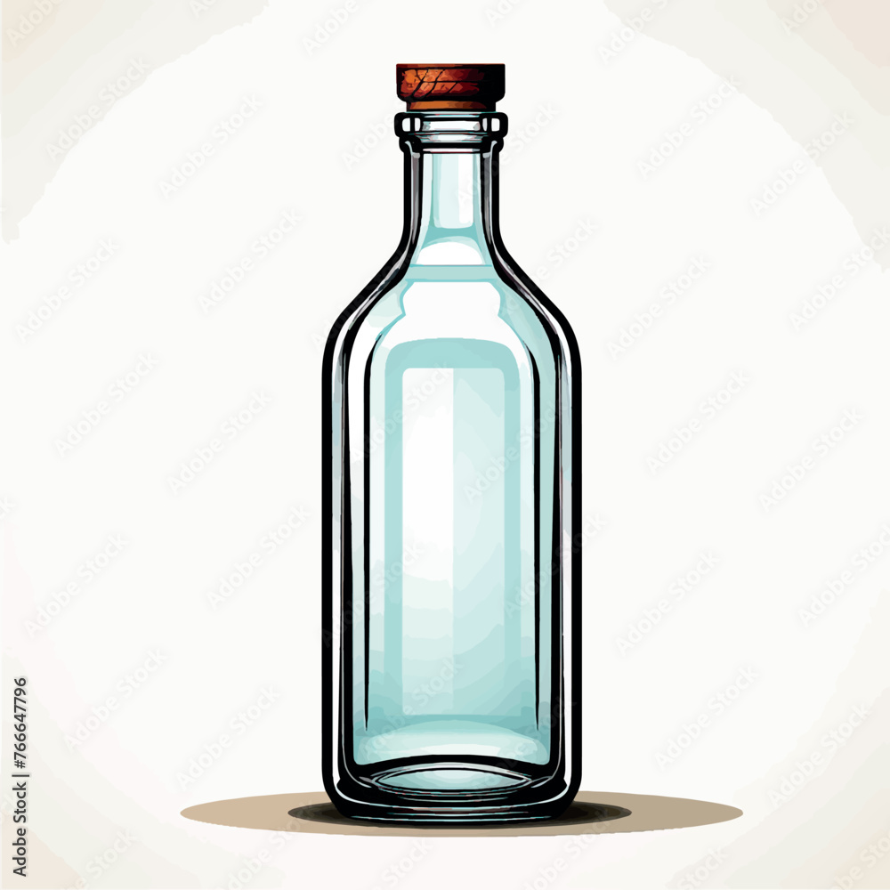 Transparent empty glass bottle isolated. 3d illustration of a glass bottle without a label. Glass bottle empty blank. Transparent empty glass bottle isolated. 3d illustration of a glass bottle without a label. Glass bottle empty blank.