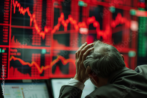 Investor Despair Amidst Stock Market Crash, Financial Crisis Concept