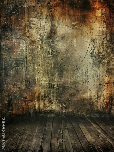 Old Master Grunge Background for Empty Vertical Portrait Studio