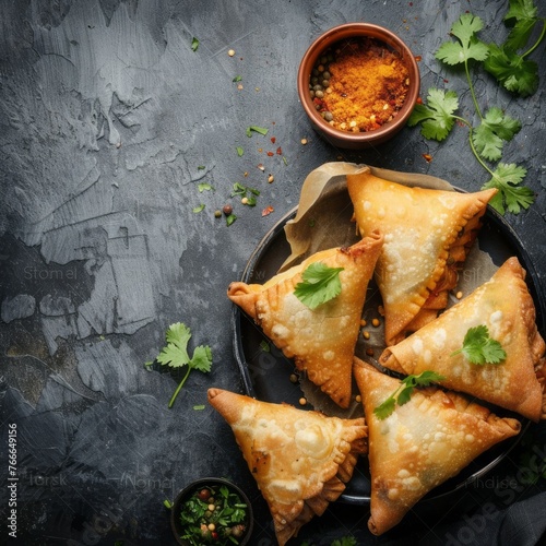 Close-Up of Delicious Indian Samosas