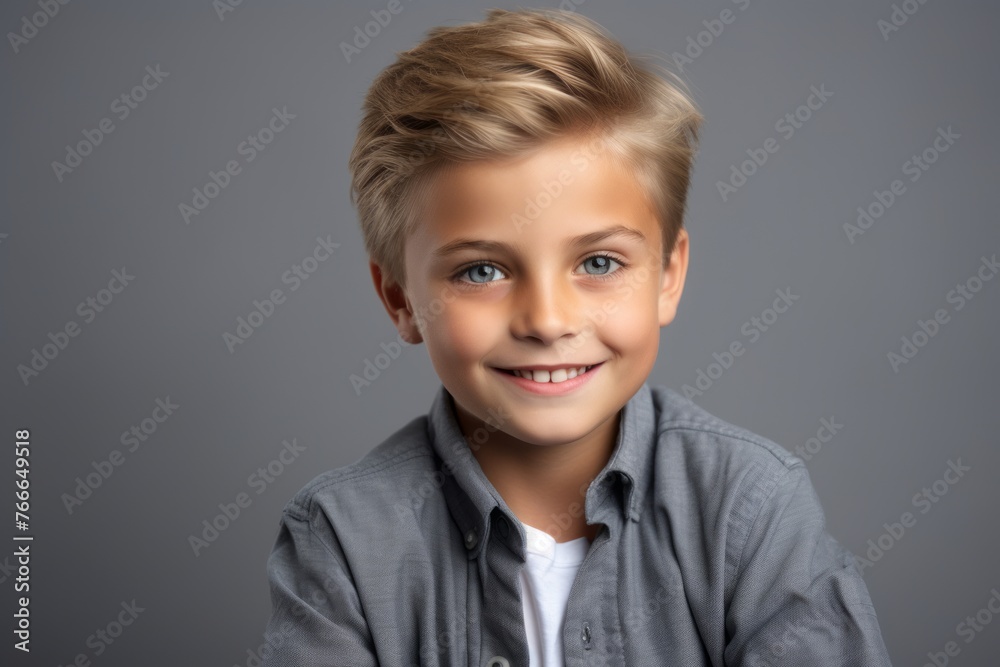 Portrait of a cute little boy with blond hair. Studio shot. Portrait of a cute little boy with blond hair. Studio shot.